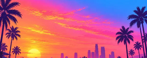 Caminos City Skyline bei Sonnenuntergang
